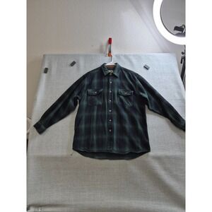 Field & Stream Flannel Shirt Men Large Multicolor Plaid Cotton Pleated Button Up